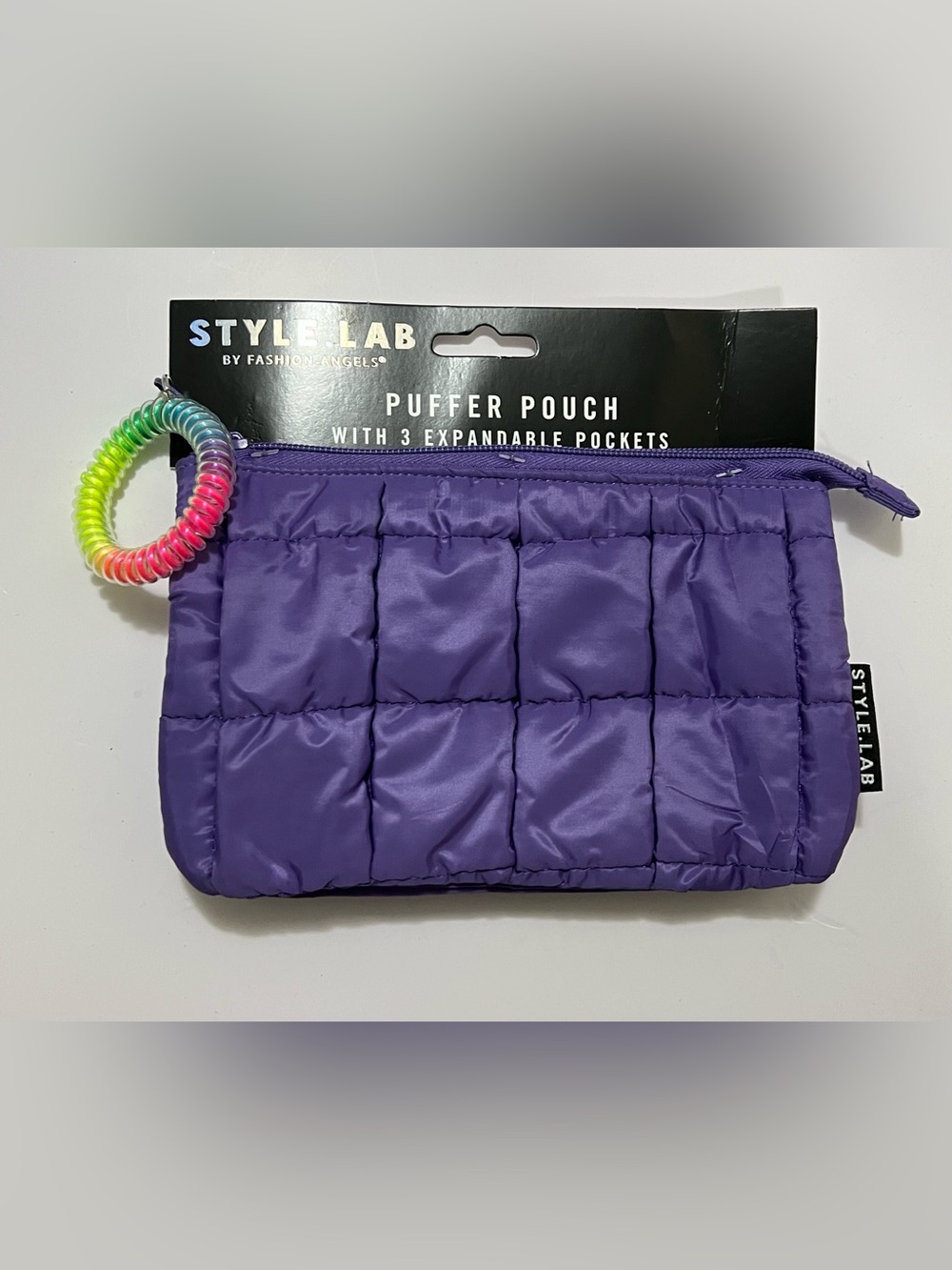 🆕 Style.Lab Fashion Angels Purple Puffer Pouch 3 Expandable Pockets NWT